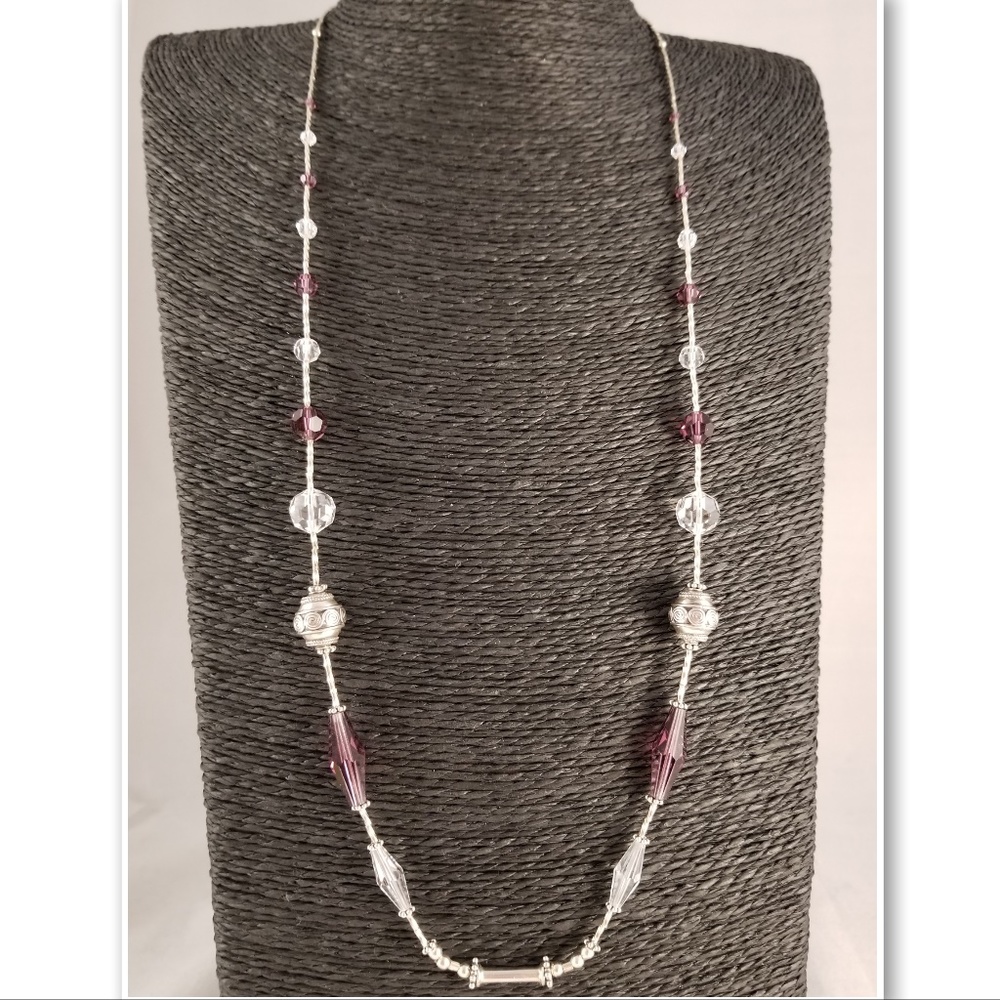 Long Sterling Silver & Swarovski Necklace/Lanyard